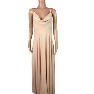 Lulus cowl neck draped neckline blush  gown, flowy sz.10-12, adjustable‎ corset.